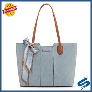 Medium Vegan Leather Tote Bag with Top Zipper and Side Pockets